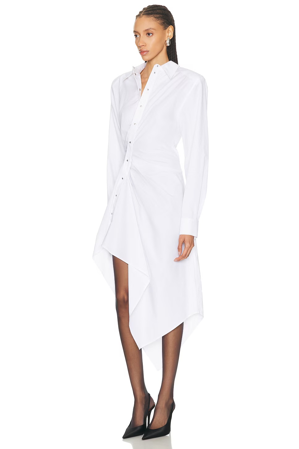 Asymmetrical Shirt Dress Optic White