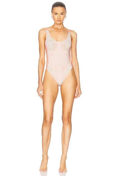 Pinstripe Body Morphing One Piece Mint & Coral