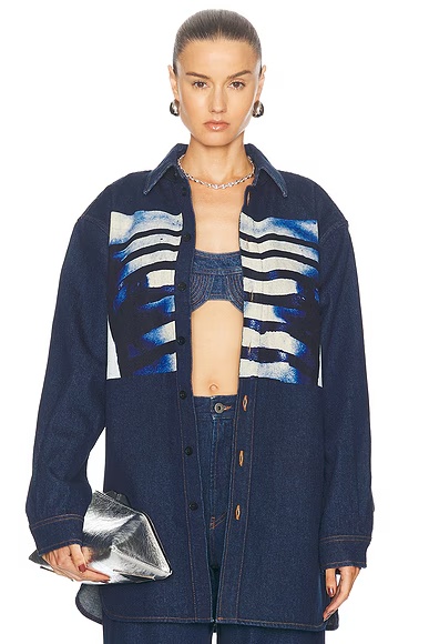 Body Mariniere Denim Printed Shirt Indigo, Light Blue, & Black