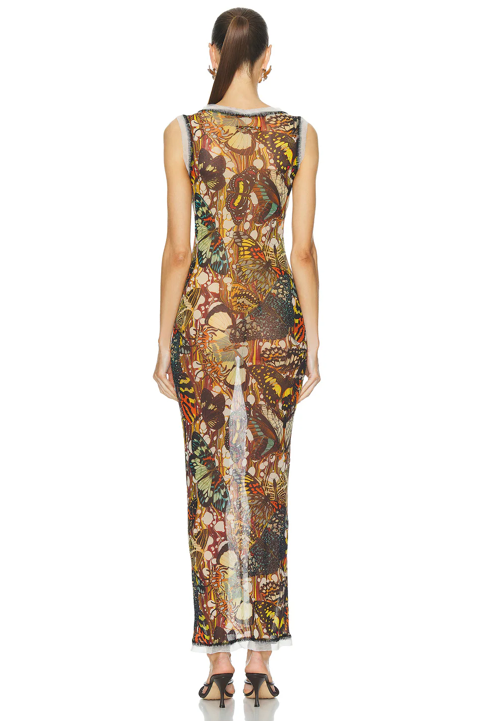 Papillon Mesh Lacing Detail Dress Yellow & Multicolor