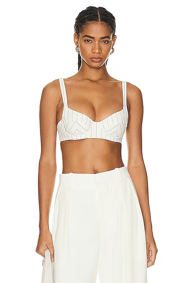 Striped Classic Bra Ecru & Brique