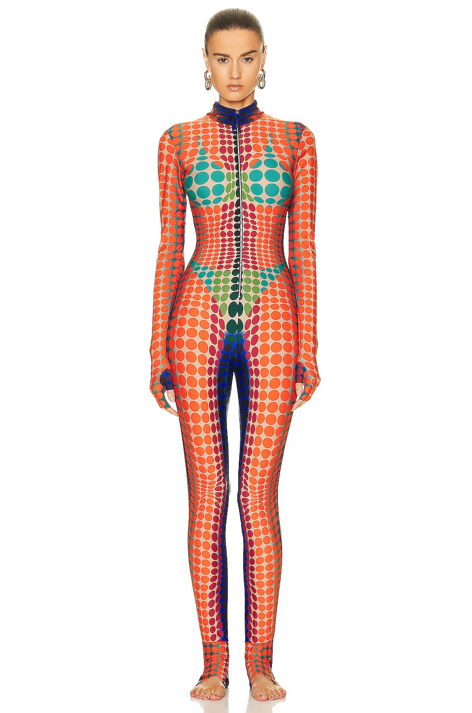 High Neck Hooded Jumpsuit Purple, Orange, & Green