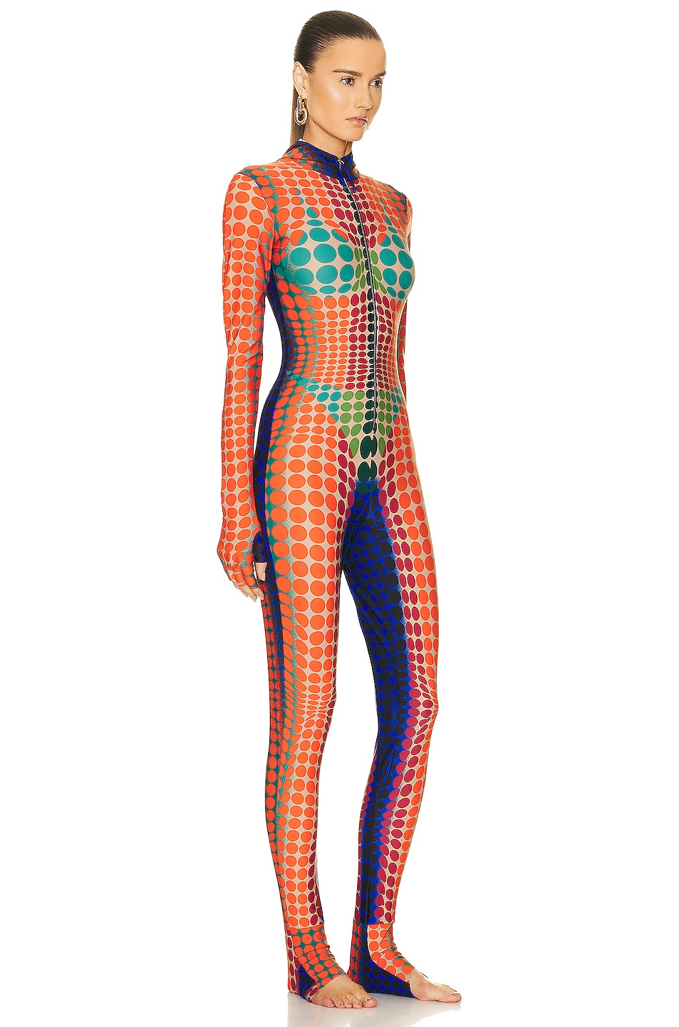 High Neck Hooded Jumpsuit Purple, Orange, & Green