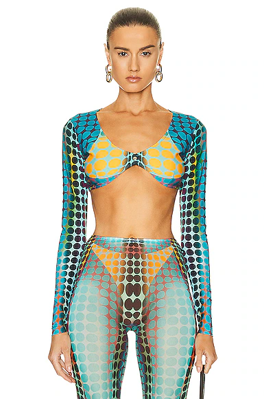 Cropped U Neck Top Blue, Purple, & Yellow