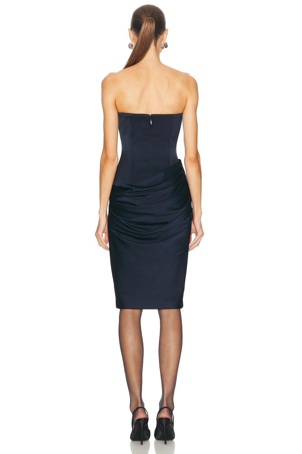 for FWRD Strapless Longline Draped Dress Navy