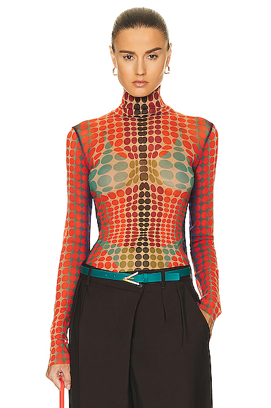 High Neck Long Sleeve Top Purple, Orange, & Green