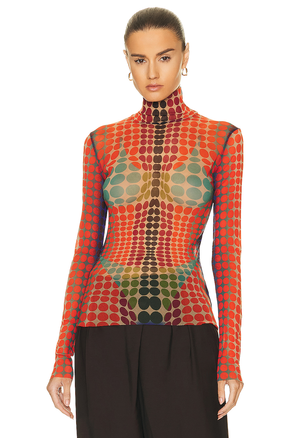 High Neck Long Sleeve Top Purple, Orange, & Green