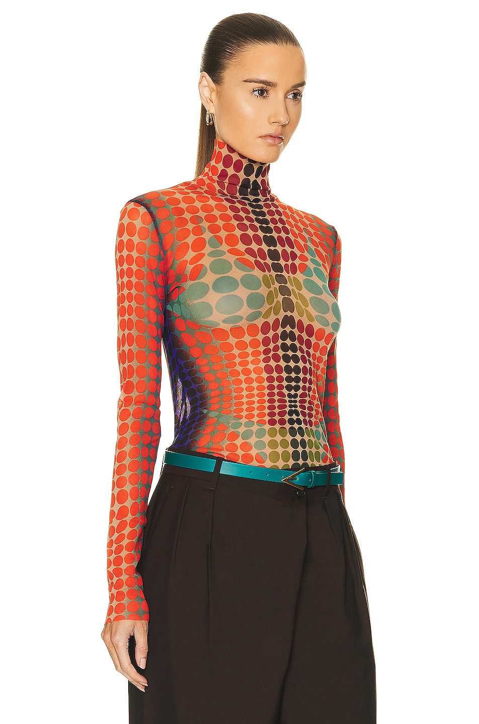 High Neck Long Sleeve Top Purple, Orange, & Green