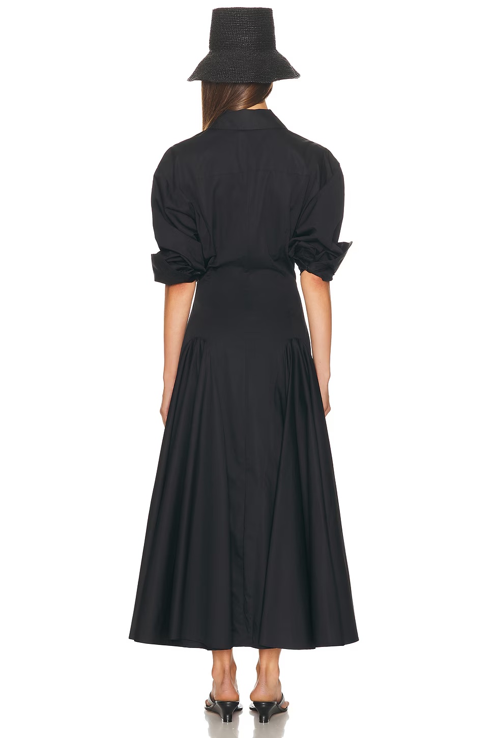 Godet Shirt Dress Black