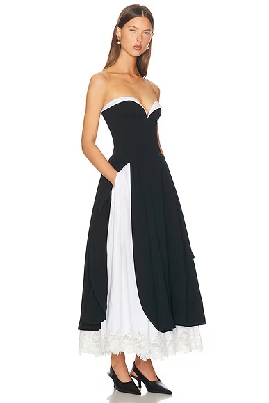 The Finale Midi Dress With Lace & Poplin Black