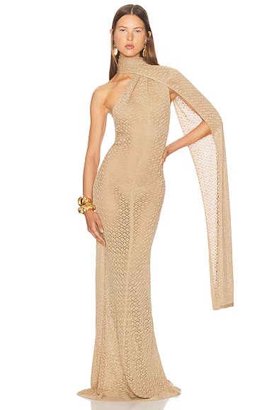 Robbyn Wrap Gown Tan