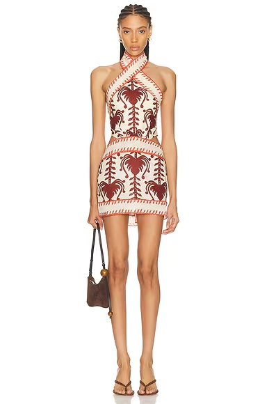 Tide Strength Mini Dress Ecru & Marsala