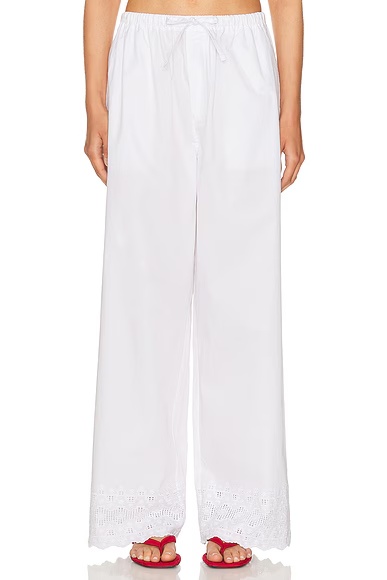 The Summer Pant With Vintage Swiss Embroidery White