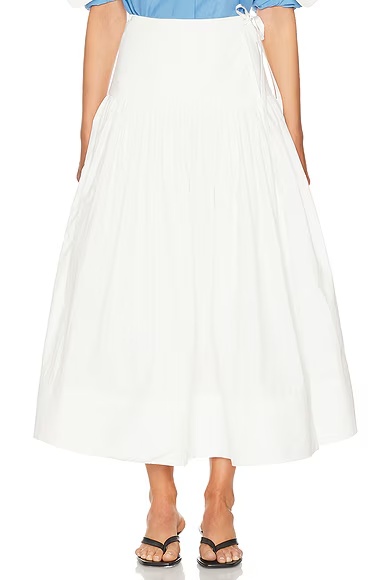 Midi Wrap Skirt in Tech Poplin White