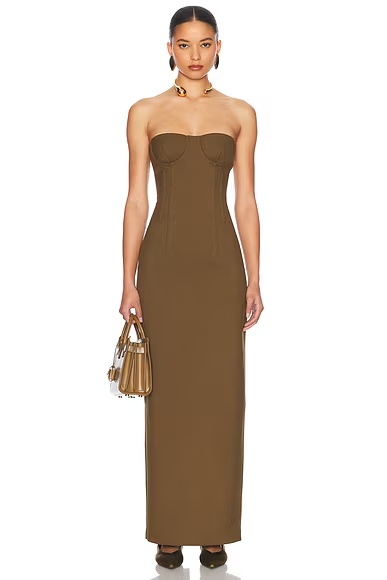 The Linear Suiting Dress Dark Olive