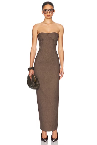 The Linear Suiting Dress Cocoa Melange