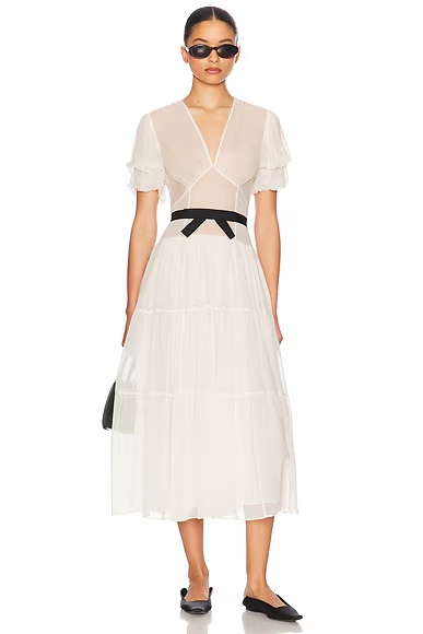 The Sasha Dress in Silk Chiffon Vintage White