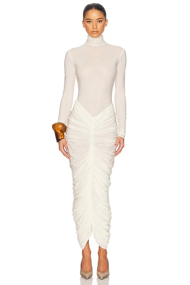 The Super Sheer Ruched Dress Sheer Ivory