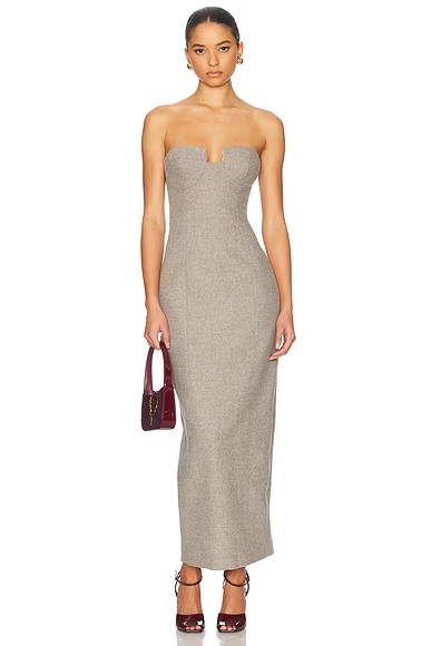 The Tweed Marilyn Dress Taupe Melange