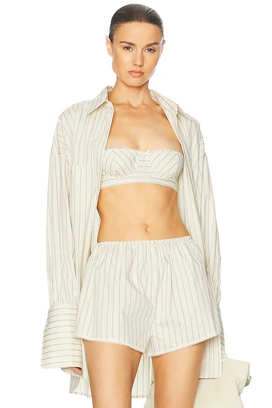 Pinstripe Poplin Bra Cream & Black Stripe