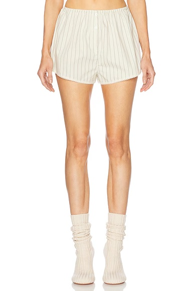 Pinstripe Poplin House Short Cream & Black Stripe