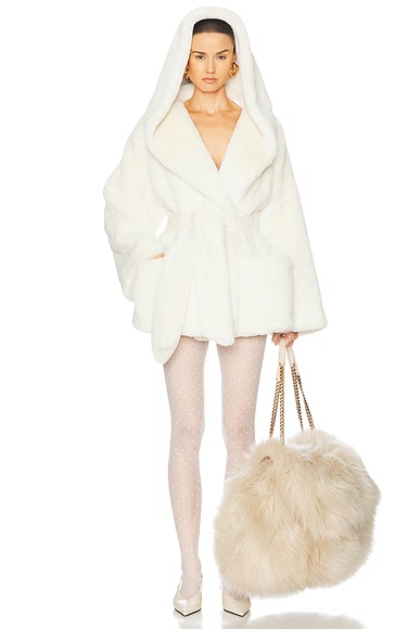 The Hooded Faux Fur Coat White