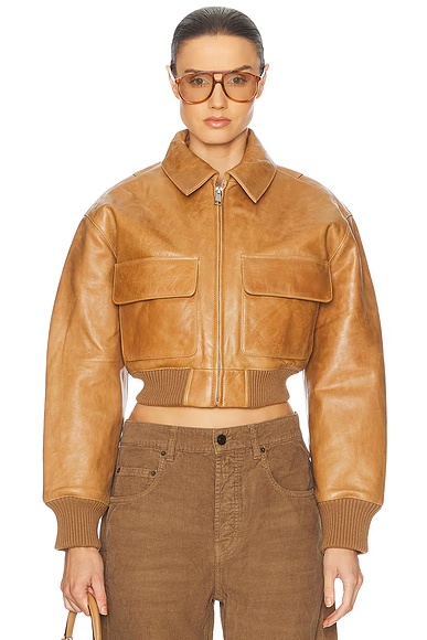 The Leather Bomber Jacket Saddle Brown