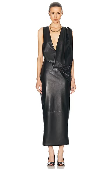 Reed Leather Dress Black
