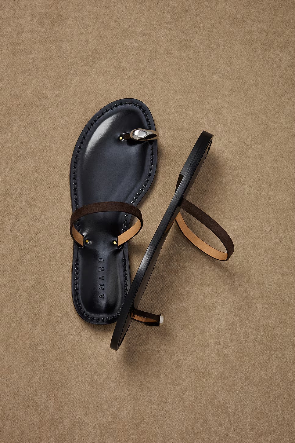 for FWRD Kibera Sandal Chocolate Suede & Silver