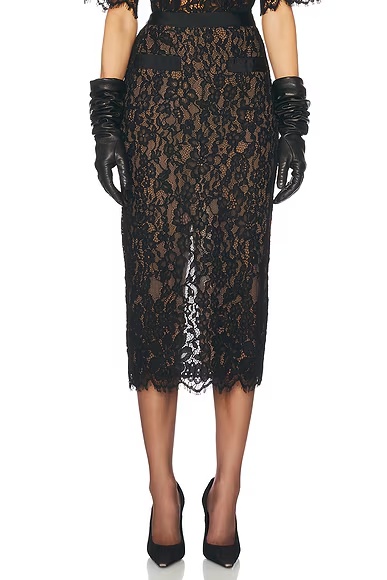The Lace Midi Skirt Black
