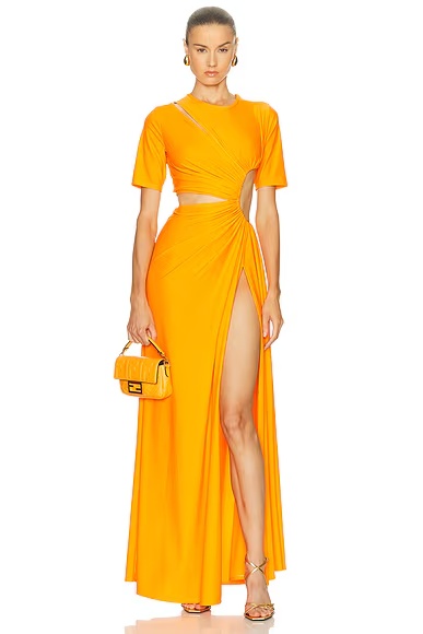 for FWRD Gathered Slit Dress Tangerine