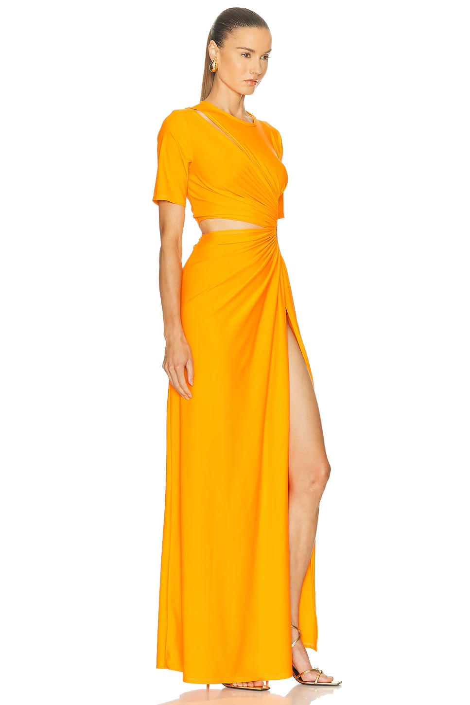 for FWRD Gathered Slit Dress Tangerine
