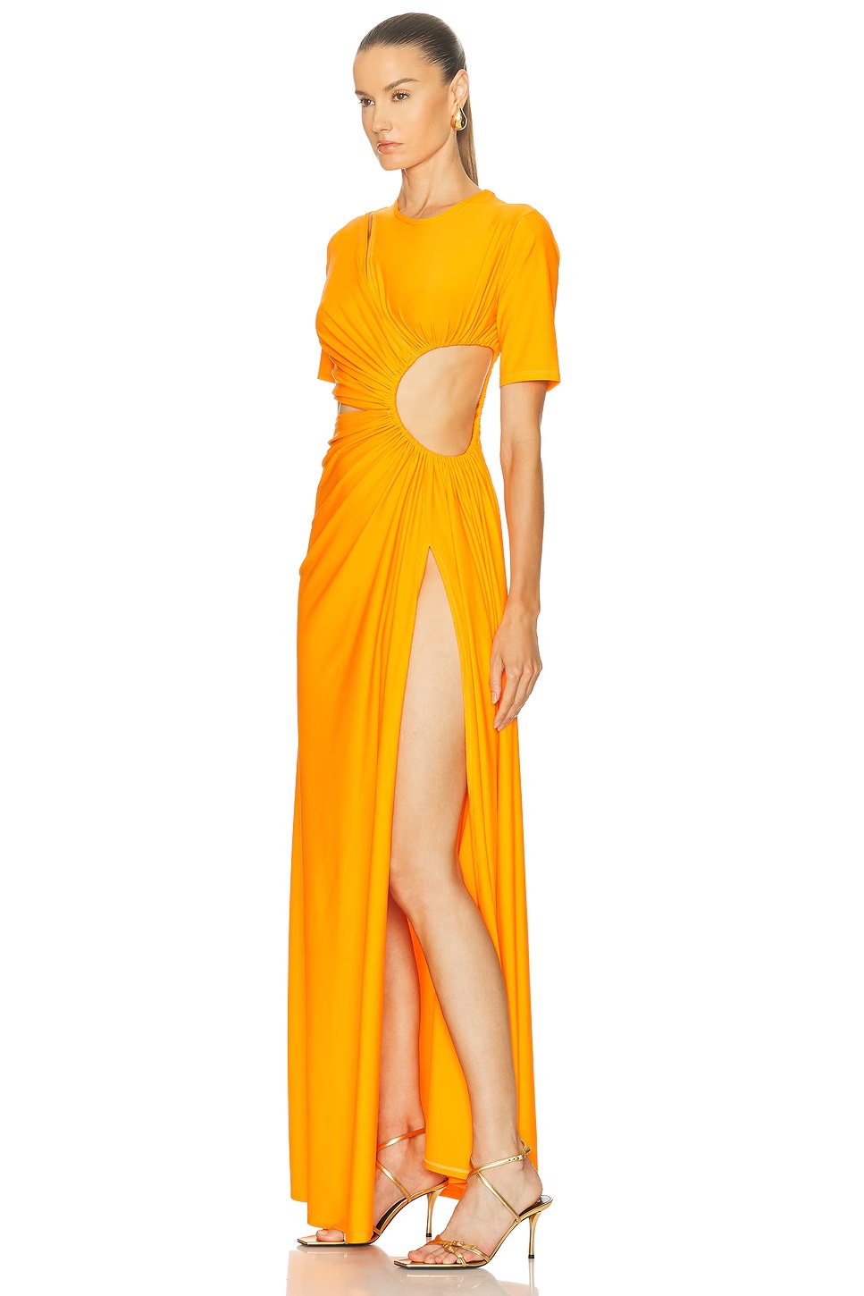 for FWRD Gathered Slit Dress Tangerine