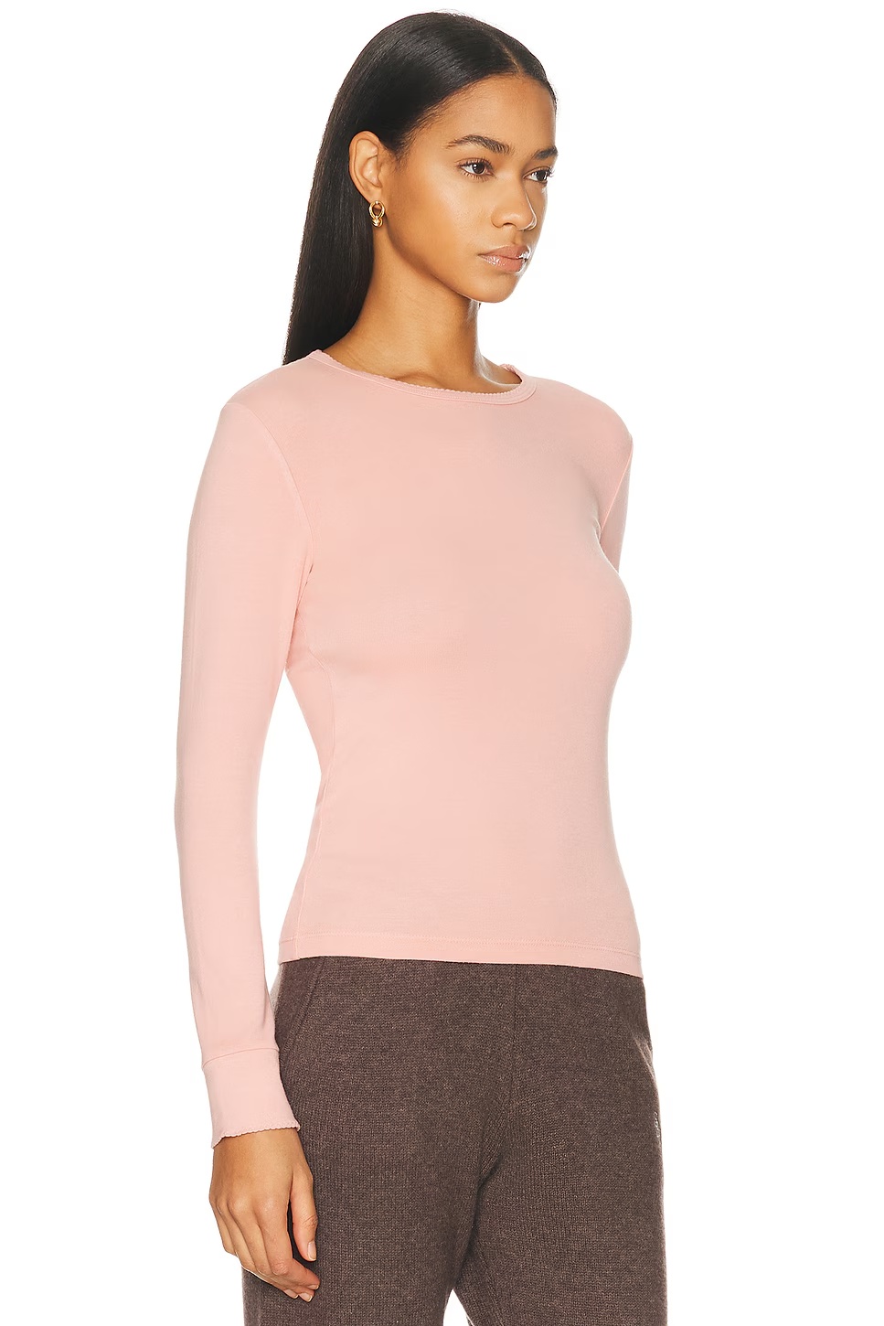 The Baby Rib Scallop Long Sleeve Top Blossom