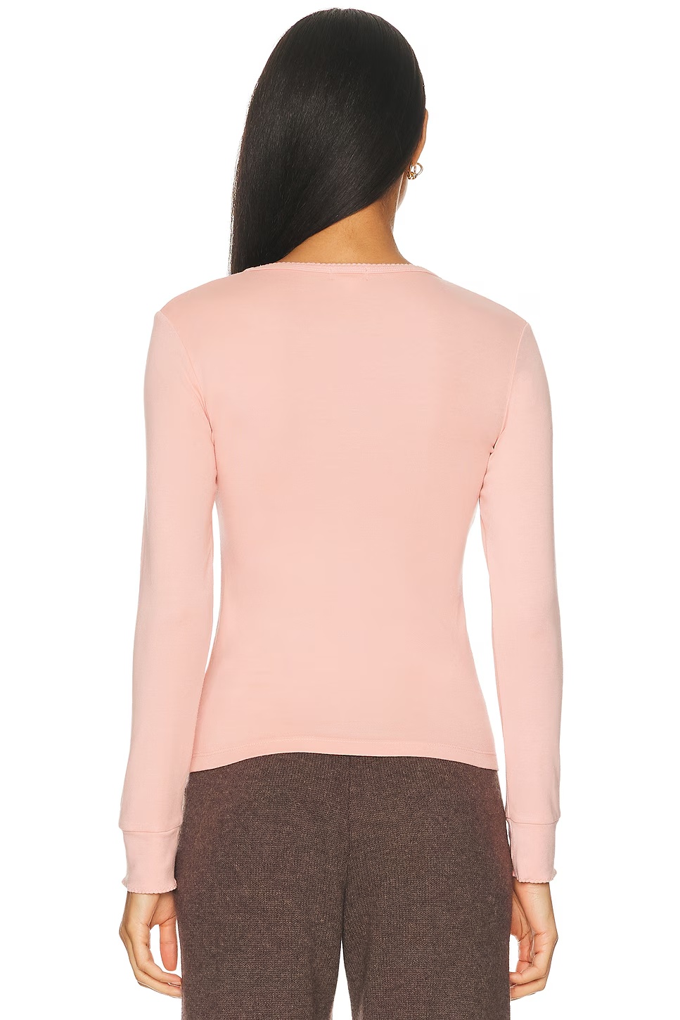 The Baby Rib Scallop Long Sleeve Top Blossom