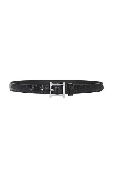 Logo Mini Waist Belt Black Croco & Silver
