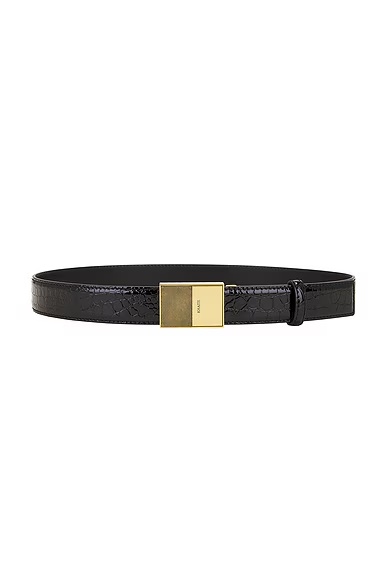Elio 30mm Belt Black Embossed Croc & Antique Gold