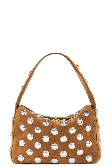 Elena Suede Small Studded Bag Mud & Silver