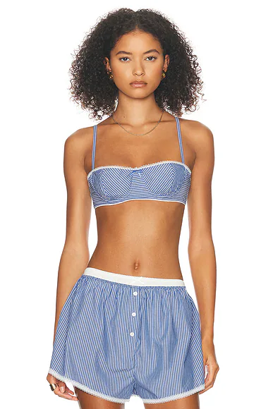Pinstripe Poplin Bra Blue Pinstripe