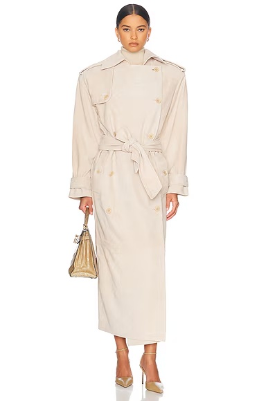 Suede Trench Coat Clay