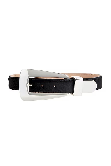 Lucca 30mm Silver Buckle Belt Black