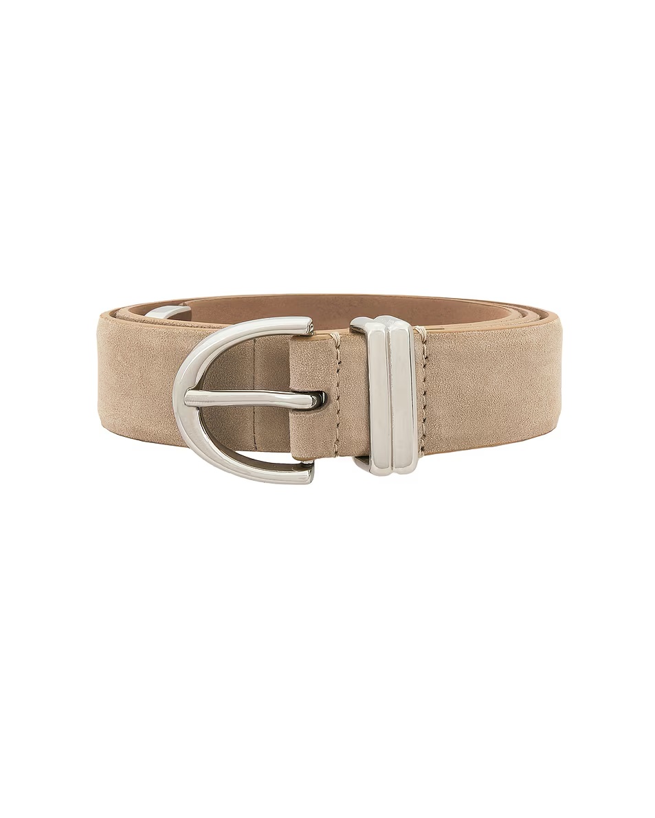 Bambi Skinny Silver Hardware Belt Nude