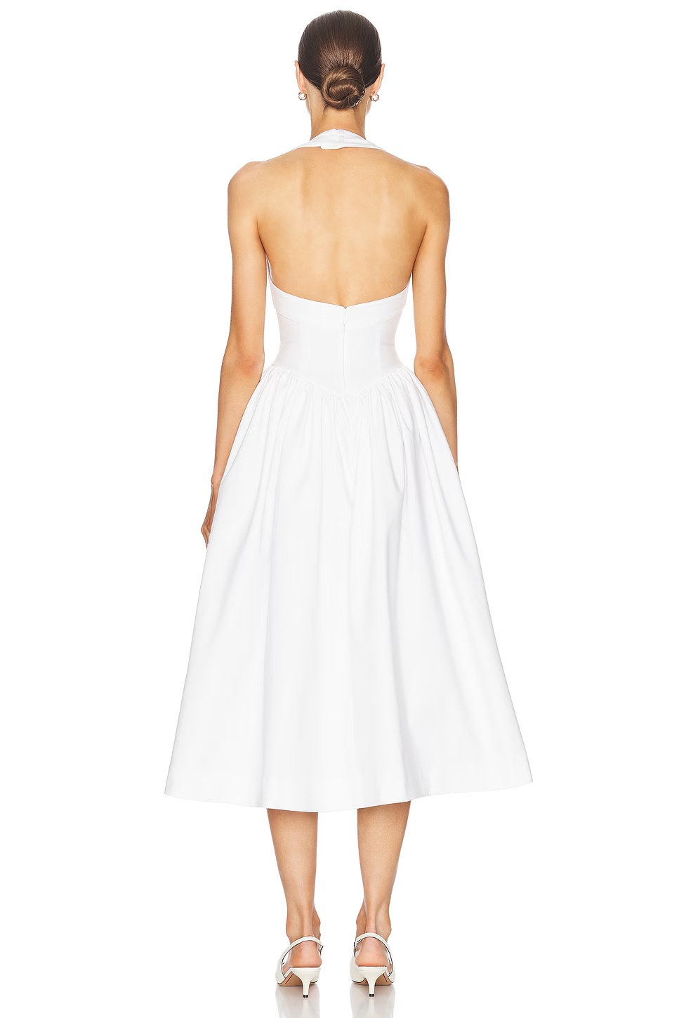 Faille Halter Midi Dress White