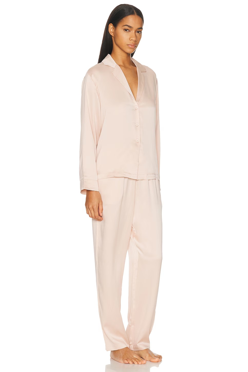 Washable Silk Long Sleeve Pant Set Delicate Pink