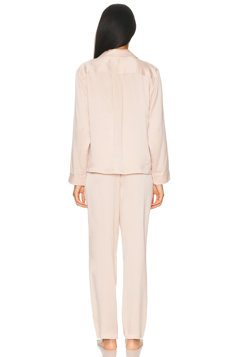 Washable Silk Long Sleeve Pant Set Delicate Pink