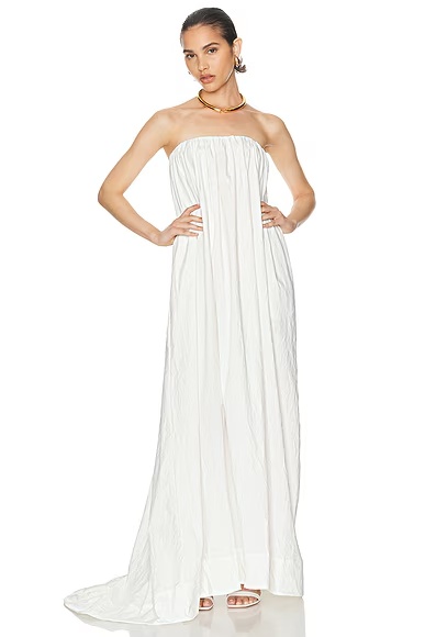 Crinkle Pleated Gown White