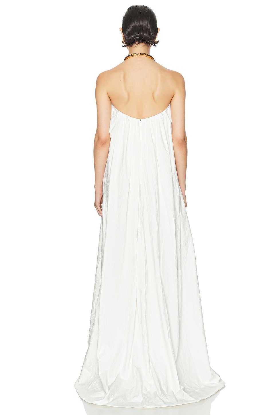Crinkle Pleated Gown White