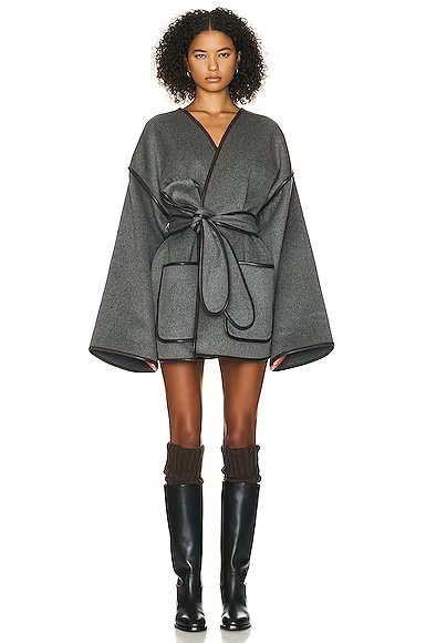 Wool Blend Blanket Coat Grey