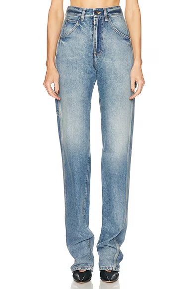 High Waist Straight Leg Light Blue Indigo