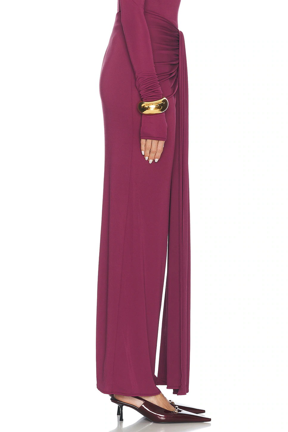 Matte Jersey Long Wrap Skirt Cabernet